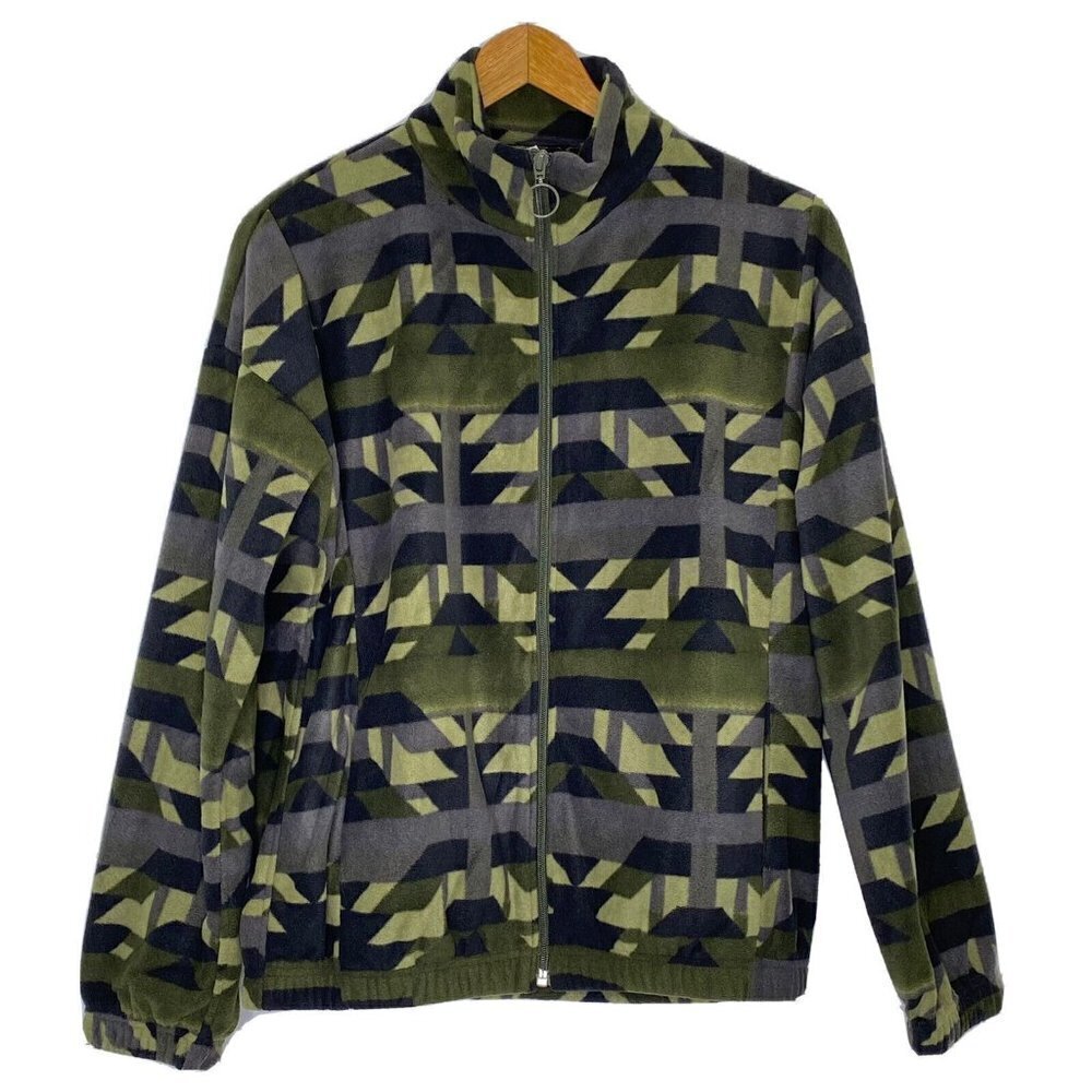 Supplies by Unionbay Women's Large Deanna Sierra Geo Fleece Jacket Green Gray